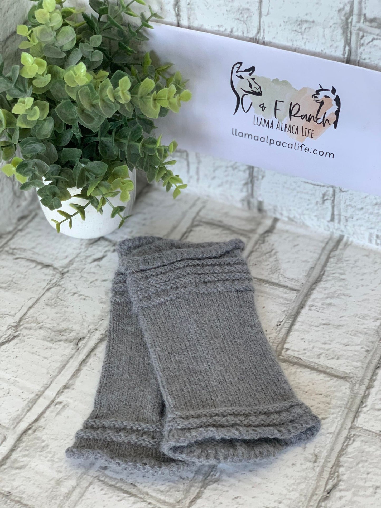 Alpaca Wrist Warmers - Eyelet & Cable